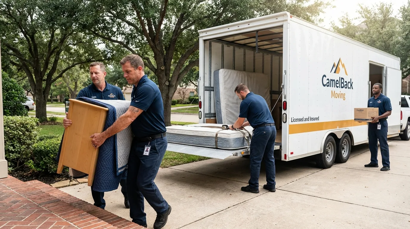 Crew loading residential truck for cross-state move from Wimauma, FL