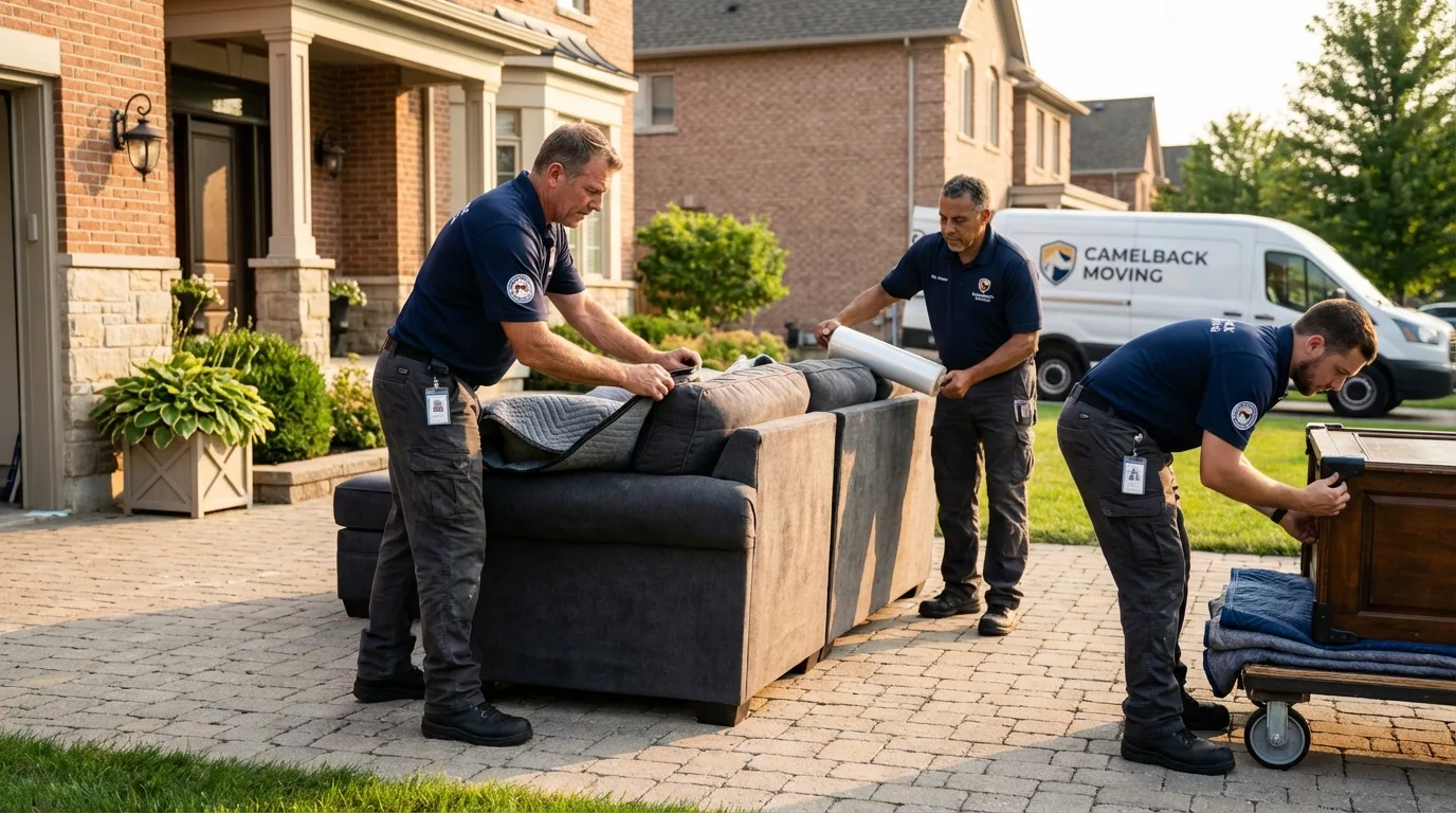 Large estate moving crew wrapping furniture in Wimauma, FL